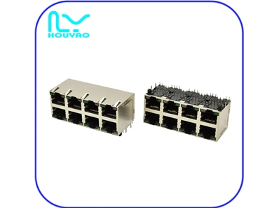 RJ45 2X4帶燈屏蔽外彈