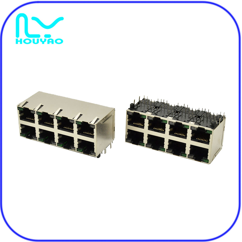 RJ45 2X4帶燈屏蔽外彈