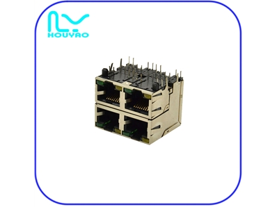 RJ45 2X2 帶屏蔽帶燈上下層