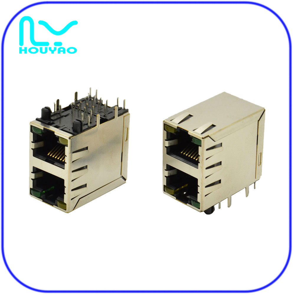 RJ45-2X1 with light on three sides with elastic LED Y/G