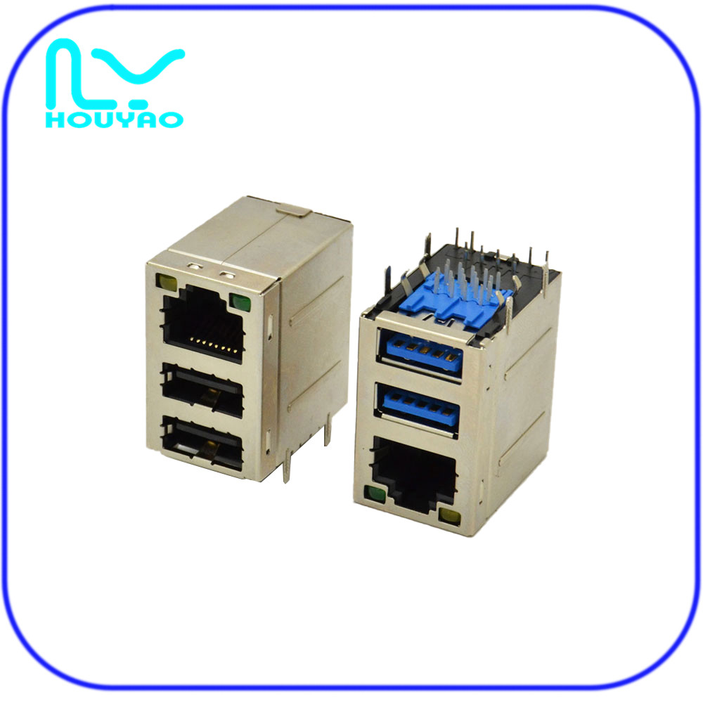 RJ45+USB3.0 double layer with light